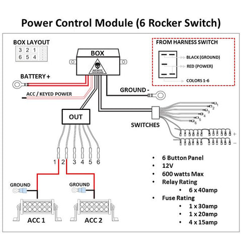 Infinite Offroad Accessory Power Controller (6 Rocker Switch)